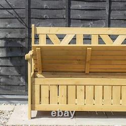 Garden Storage Bench Wooden Patio Seating Box Outdoor Furniture 2 Seater