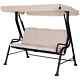 Garden Swing Chair Outdoor Patio 3 Person Lounge Seater Bench Sun Canopy Beige