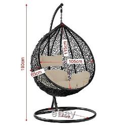 Garden Swing Chair With Cushion Rattan Hanging Egg Chairs Outdoor Indoor Patio