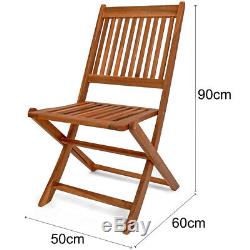 Garden Table Chair Set Wooden Outdoor Patio Furniture 4 Seater Dining 5 Pieces