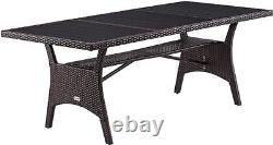 Garden XL Rattan Dining Table Large 8 Seater Outdoor Patio Conservatory Balcony