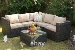 Garden outdoor patio furniture brown rattan 5 seat corner sofa with rain cover