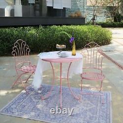 GlamHaus Metal Garden 3 Piece Bistro Set Patio Outdoor Furniture Table Chairs