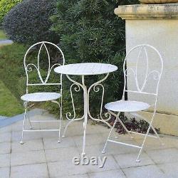 GlamHaus Metal Garden Bistro Set Patio 3 Piece Outdoor Furniture Table Chairs