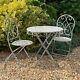 Grey Bistro Set Outdoor Patio Garden Furniture Table And 2 Chairs Metal Frame