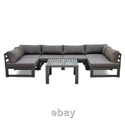 Grey Modular Sofa Set Garden Patio Armchair Outdoors Corner Aluminium