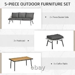 Grey Rattan Dining Set 6 Seat Corner Sofa Table Garden Outdoor Patio Furniture
