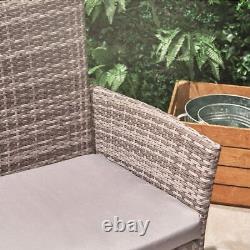 Grey Rattan Garden Loveseat Integrated Table Outdoor Patio Furniture