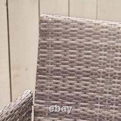 Grey Rattan Garden Loveseat Integrated Table Outdoor Patio Furniture