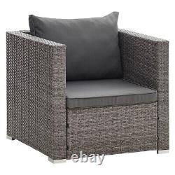 Grey Rattan Garden Set Outdoor Patio L-Shape Set With Chair & Table 4 Seater