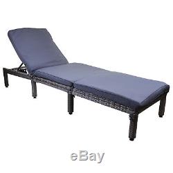 Grey Rattan Sun Lounger Outdoor Garden Patio Furniture Recliner Relaxer Day Bed