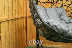 Grey Rattan Swing Patio Garden Weave Hanging Egg Chair & Cushion Indoor Outdoor