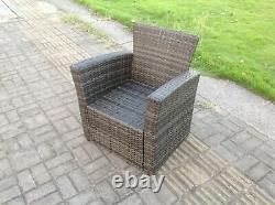 Grey Wicker Rattan High Back Arm Chair Sofa Patio Outdoor Garden Furniture