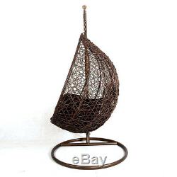 Hanging Rattan Swing Patio Garden Chair Weave Egg with Cushion In Outdoor
