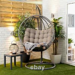 Hanging Swing Egg Chair Garden Outdoor Patio Swinging Seat with Cushion