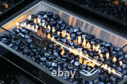 High Quality Rattan Gas Fire Pit Table Inc Stones & Wind Guard Garden Patio New