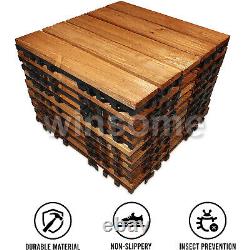 Interlocking Wooden Decking Tiles 30x30cm Outdoor Patio Garden Floor Terrace