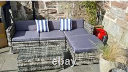 Itzcominghome Garden Lounge Corner Sofa Set Cushions Outdoor Patio Poly Rattan