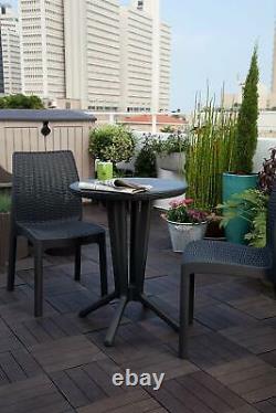 Keter Bistro Balcony Patio 2 Seater Rattan Outdoor Garden Furniture Set Graphite
