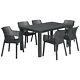 Keter Dining Table 6 Chairs Set Outdoor Graphite Grey Black Patio Rattan Garden