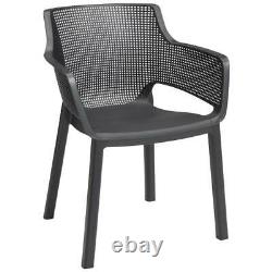Keter Dining Table 6 Chairs Set Outdoor Graphite Grey Black Patio Rattan Garden