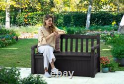 Keter Eden Grey Garden Bench 265L Outdoor Patio Storage Box DURABLE Lockable