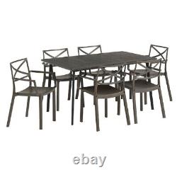 Keter Metalea Garden Patio Table And 6x Metalix Chairs In Bronze Summer Outdoor