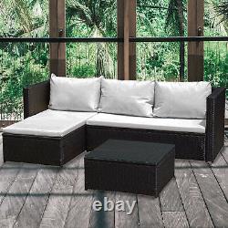 L-Shape Rattan Garden Furniture 4 Seater Corner Sofa Coffee Table Outdoor Patio