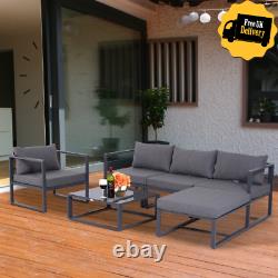 Large 5 Seat Corner Sofa Chairs Garden Set Coffee Table Outdoor Patio Furniture