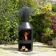 Large Chiminea Garden Log Burner Outdoor Patio Heater Built In Storage Black