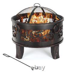 Large Firepit BBQ Outdoor Garden Patio Heater Stove Fire Pit Brazier Cover grill