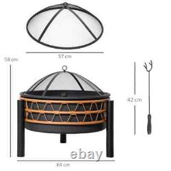 Large Garden Fire Pit Outdoor BBQ Grill Patio Solid Steel Bowl Log Burner Heater