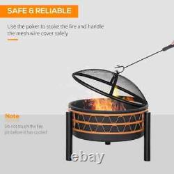 Large Garden Fire Pit Outdoor BBQ Grill Patio Solid Steel Bowl Log Burner Heater