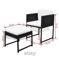Large Outdoor Dining Set with Cushions Garden Patio 13 Piece Poly Rattan Black
