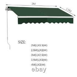 Large Outdoor Manual Awning Patio Canopy Garden Sun Shade Retractable Shelter