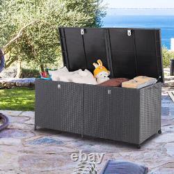 Large Rattan Garden Storage Box Cushion Container Outdoor Patio 150cm Black