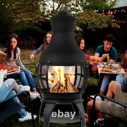 Large Round Fire Pit Bbq Grill Outdoor Wood Log Stove Garden Party Patio Heater