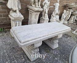 Large Stone/ Concrete Cast Straight Garden Bench Seat Patio Furniture Outdoor