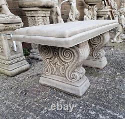 Large Stone/ Concrete Cast Straight Garden Bench Seat Patio Furniture Outdoor
