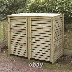 Large Wooden Outdoor Garden Patio Double Wheelie Bin Store Storage