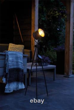 Luxform Solar Industrial Outdoor Garden Patio LED Studio Copper Tripod Light