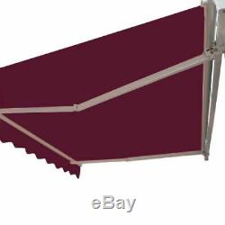 Manual Awning Canopy Outdoor Patio Garden Sun Shade Retractable Shelter Wine Red