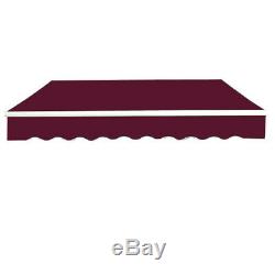 Manual Awning Canopy Outdoor Patio Garden Sun Shade Retractable Shelter Wine Red