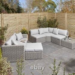 Marbella Grey Multi Function Garden Rattan Weave Patio Outdoor Lounge Set