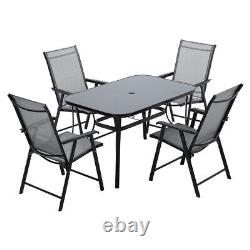 Metal Garden Bistro Set Outdoor Furniture Patio Chairs Parasol Table 4/6 Seaters
