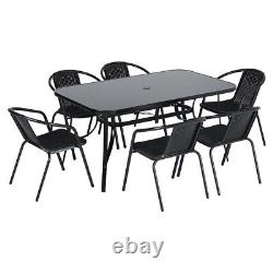 Metal Garden Bistro Set Outdoor Furniture Patio Chairs Parasol Table 4/6 Seaters