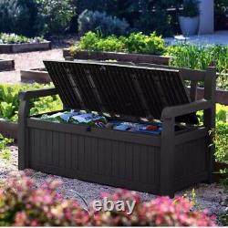 NEW Keter Eden 265 LITRE Grey Outdoor Garden Patio Durable Storage Bench