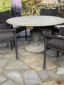 Neptune 5 Seat Stone Table Rattan Garden Outdoor Dining Patio Set