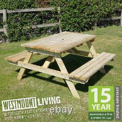 New 4ft 5ft 6ft Wooden Pressure Treated Patio Garden Pub Picnic Bench Table