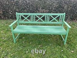 New Garden Bench Twin Cross 3 Seater Wooden Outdoor Patio Park Seating Furniture